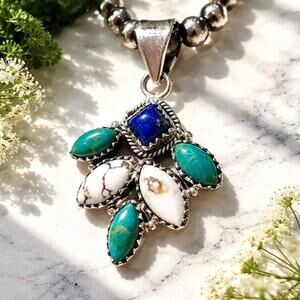 Lapis Lazuli | Turquoise | Wild Horse Jasper | Cluster Pendant 1.5” Long Boho